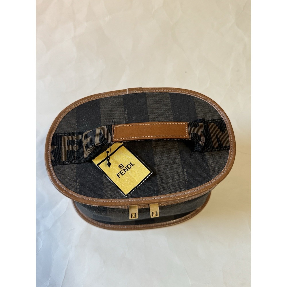 Fendi, Pequin Stripes Coated Canvas Cosmetic Pouch- 8.5in x 6in x 6in - Picture 8 of 10